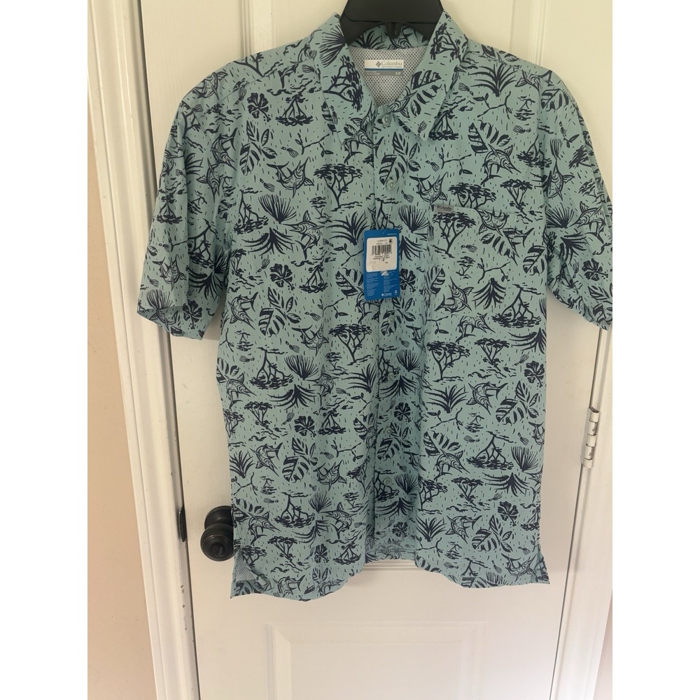 Columbia‎ Men's Shirt Trollers Best PFG Short Sleeve Size S Teal Green Blue NWT
